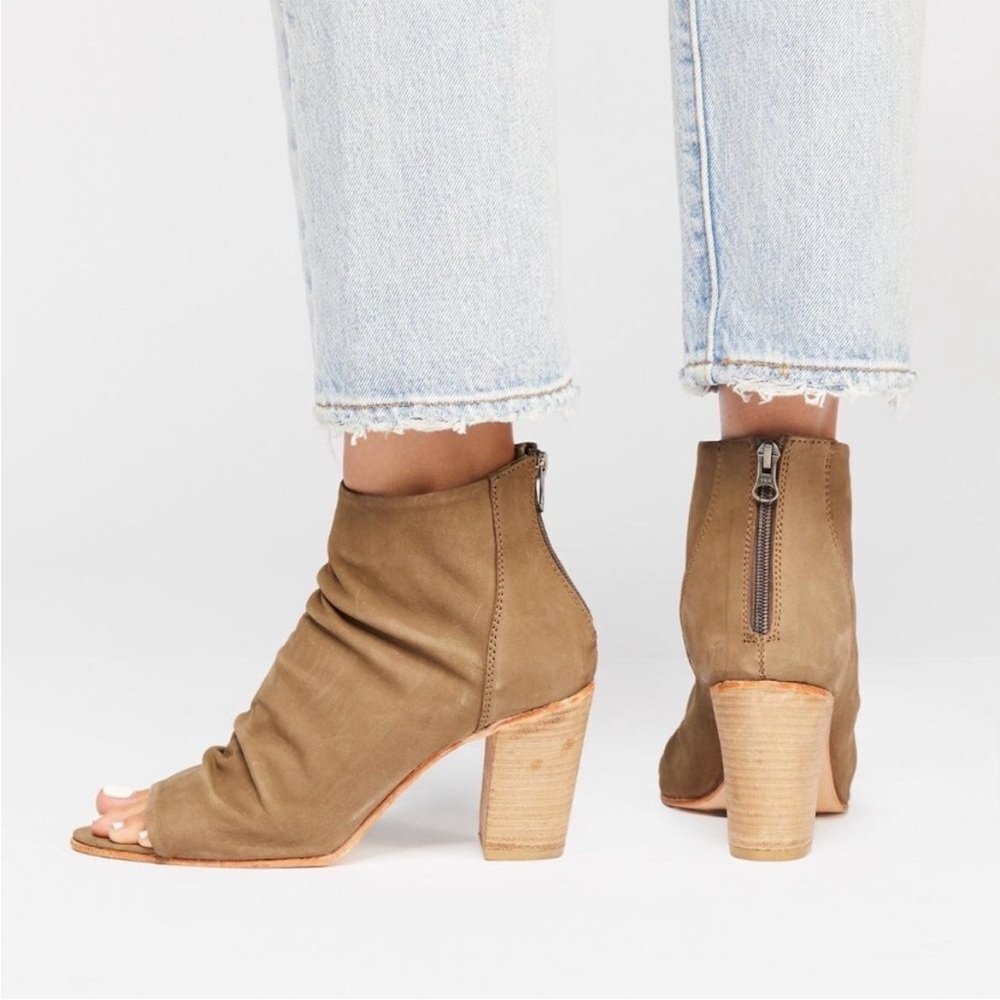 Free People Clearwater Peep Toe Slouched Booties size 37 US size 7